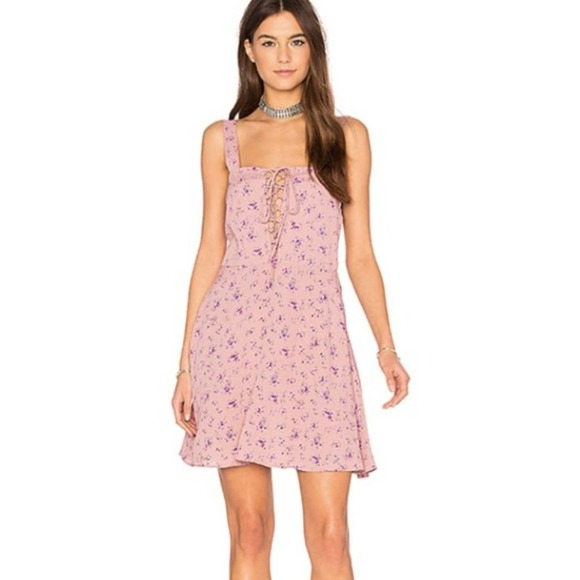 Flynn Skye Dresses & Skirts - Flynn Skye Leila Lavender Floral Print Lace Up Mini Dress Sweet Treat